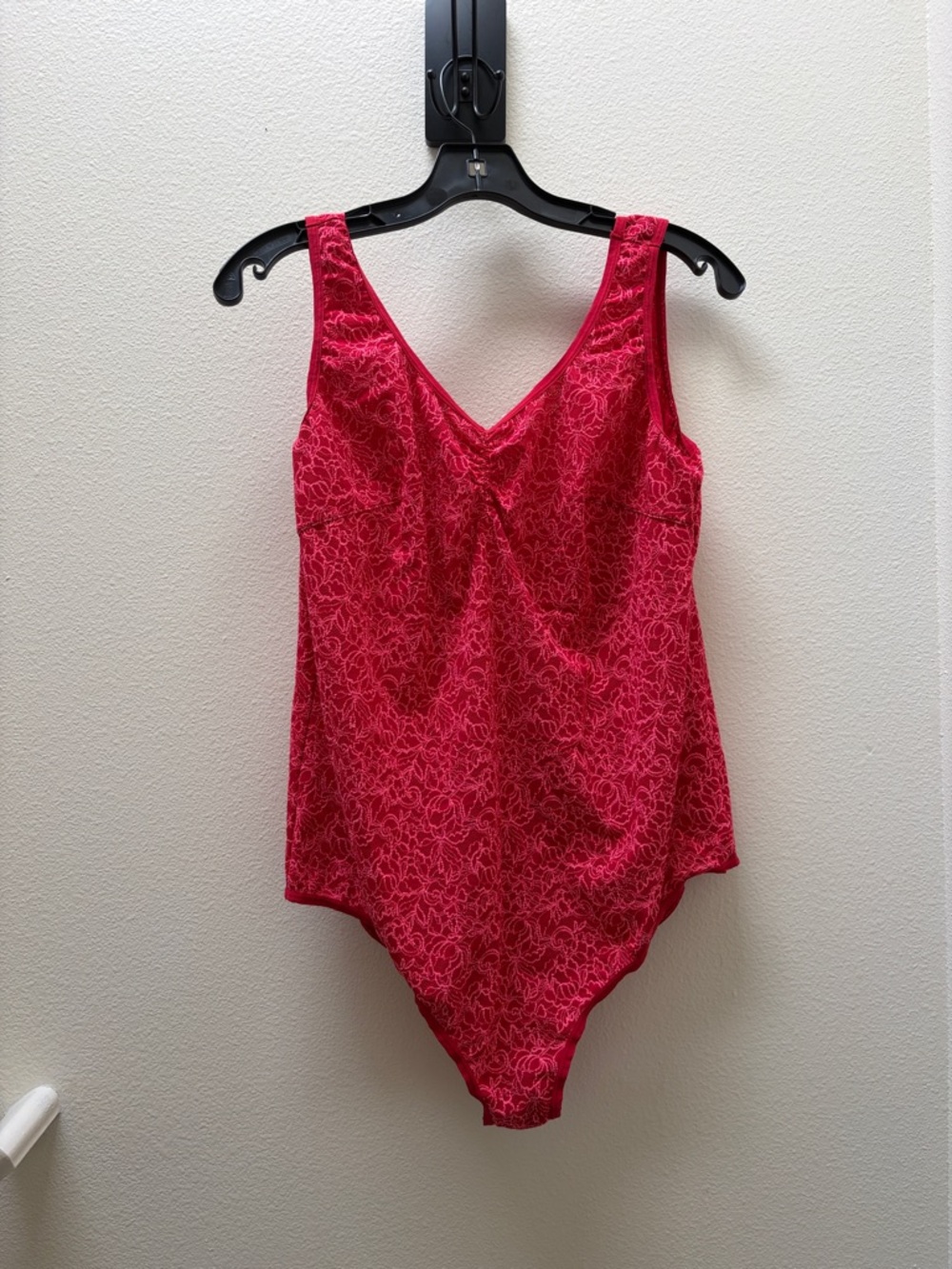 Lane Bryant Faux Lace Pink Red Bodysuit 18/20